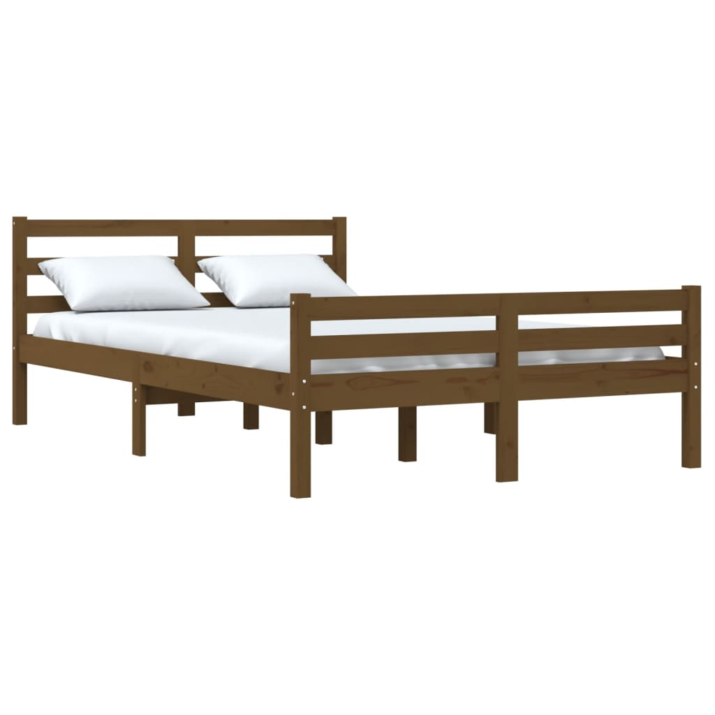 Solid wood bed honey brown 120x190 cm