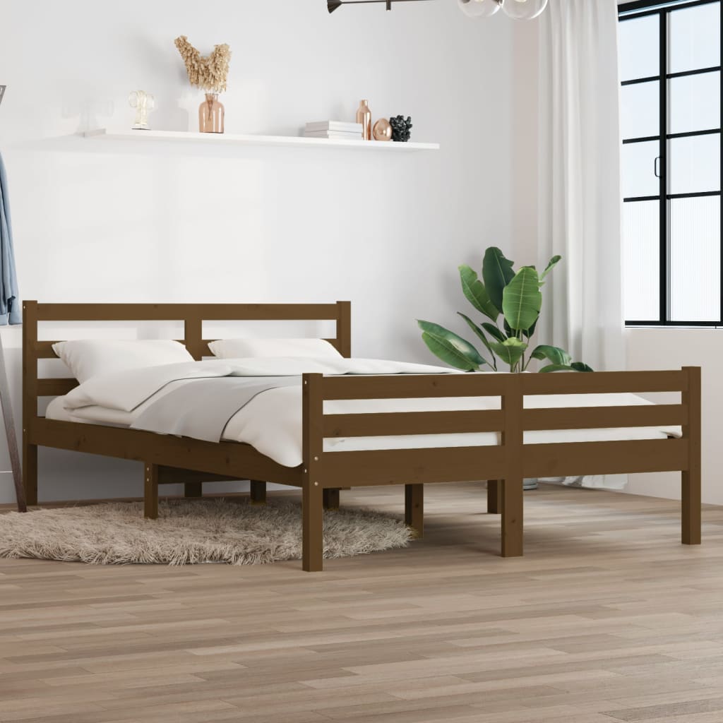 Solid wood bed honey brown 120x190 cm