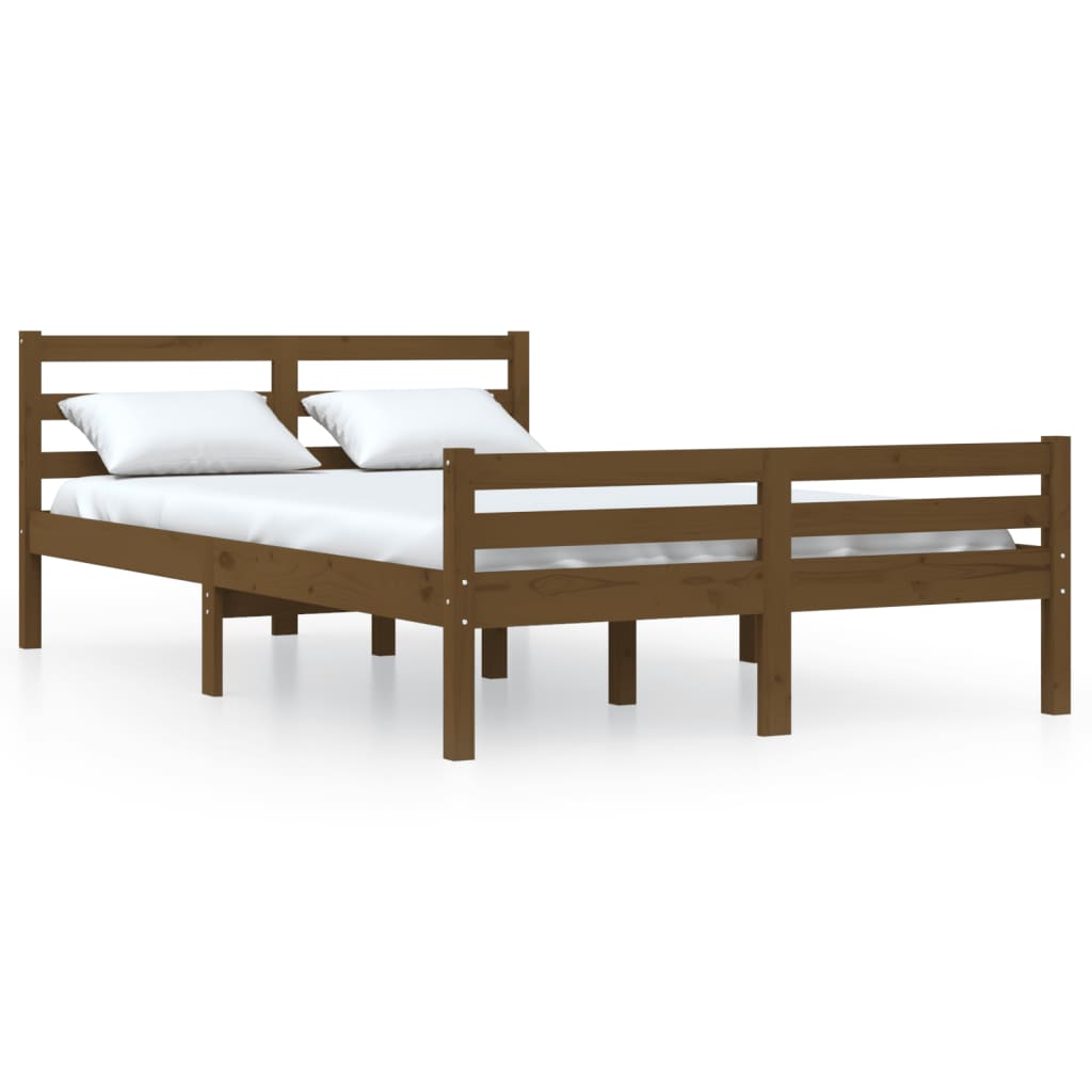 Solid wood bed honey brown 135x190 cm