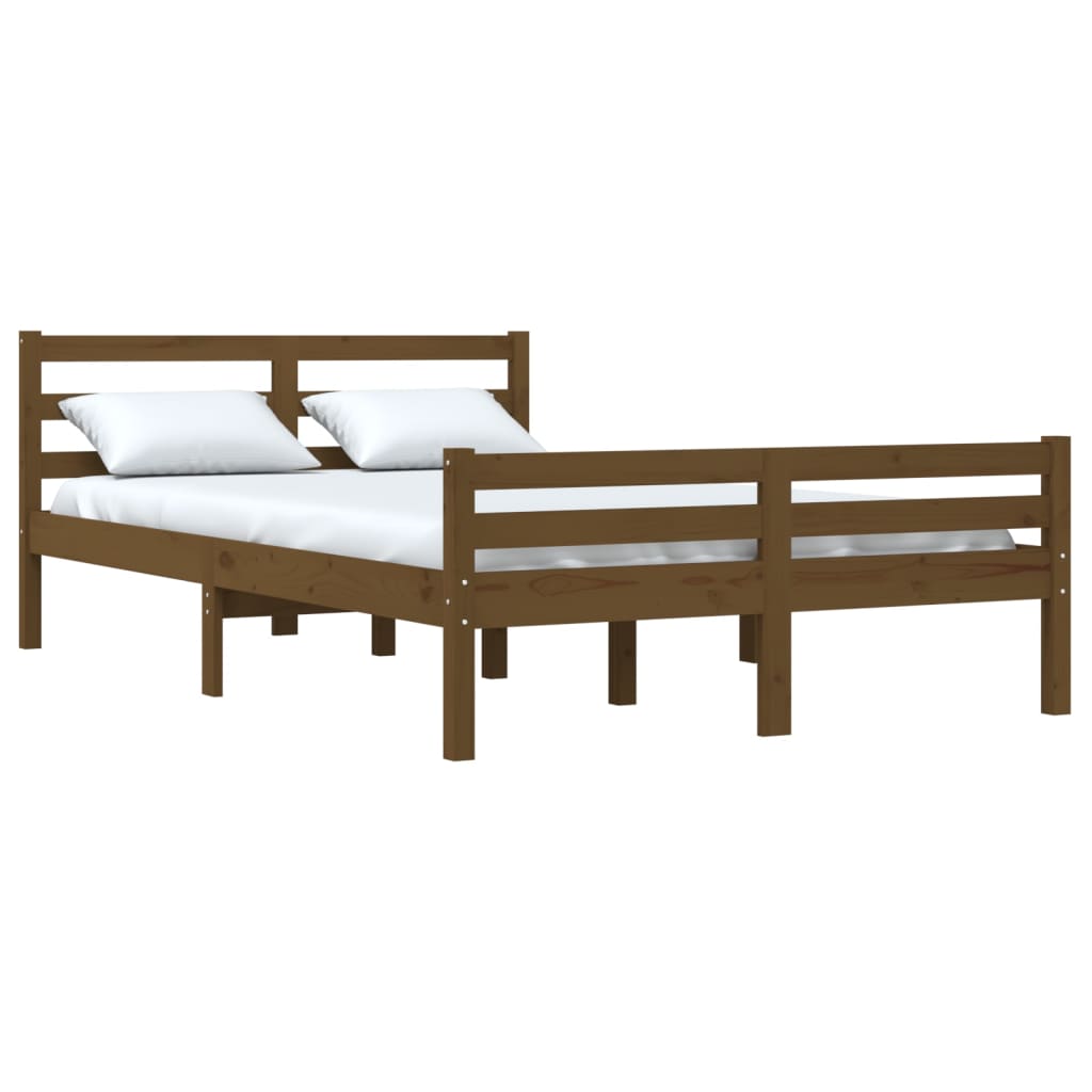 Solid wood bed honey brown 135x190 cm