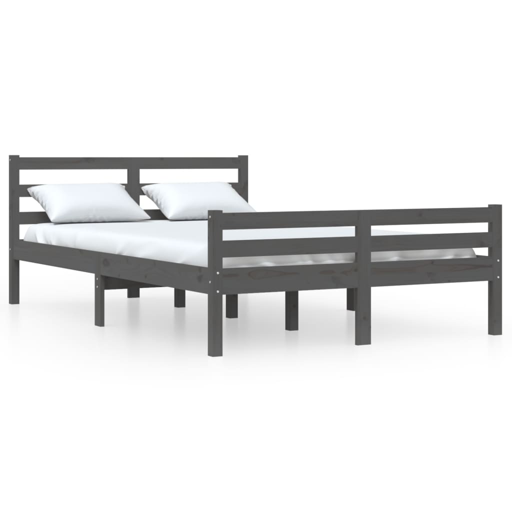 Solid wood bed gray 140x190 cm