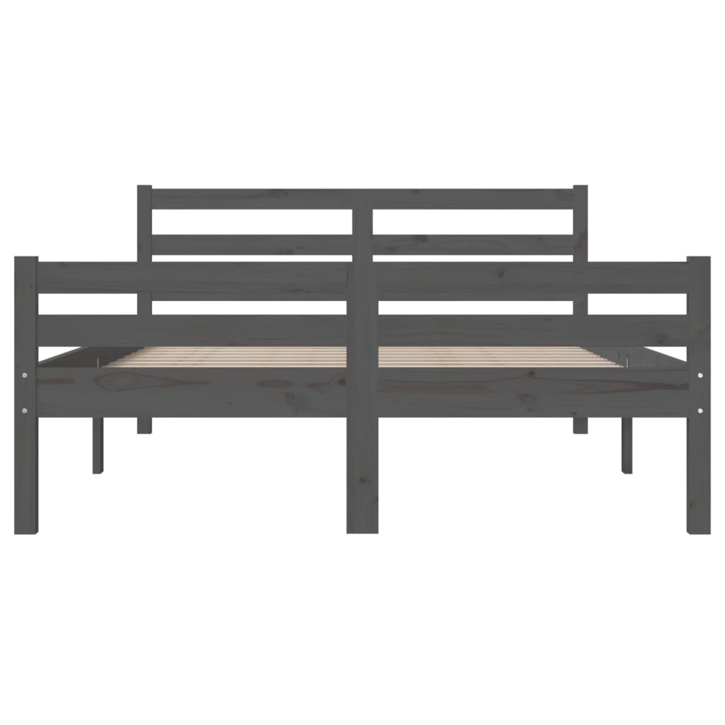 Solid wood bed gray 140x190 cm