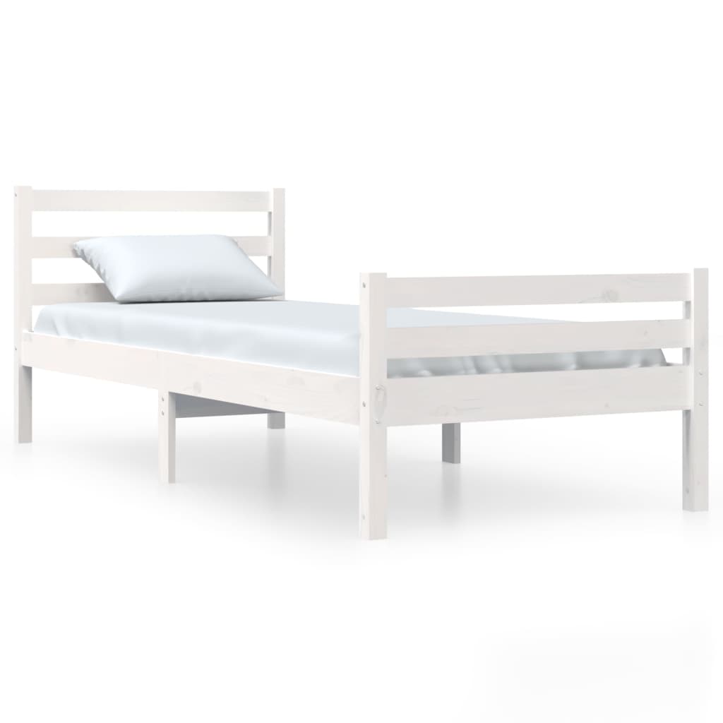 Solid Wood Bed White 90x200 cm