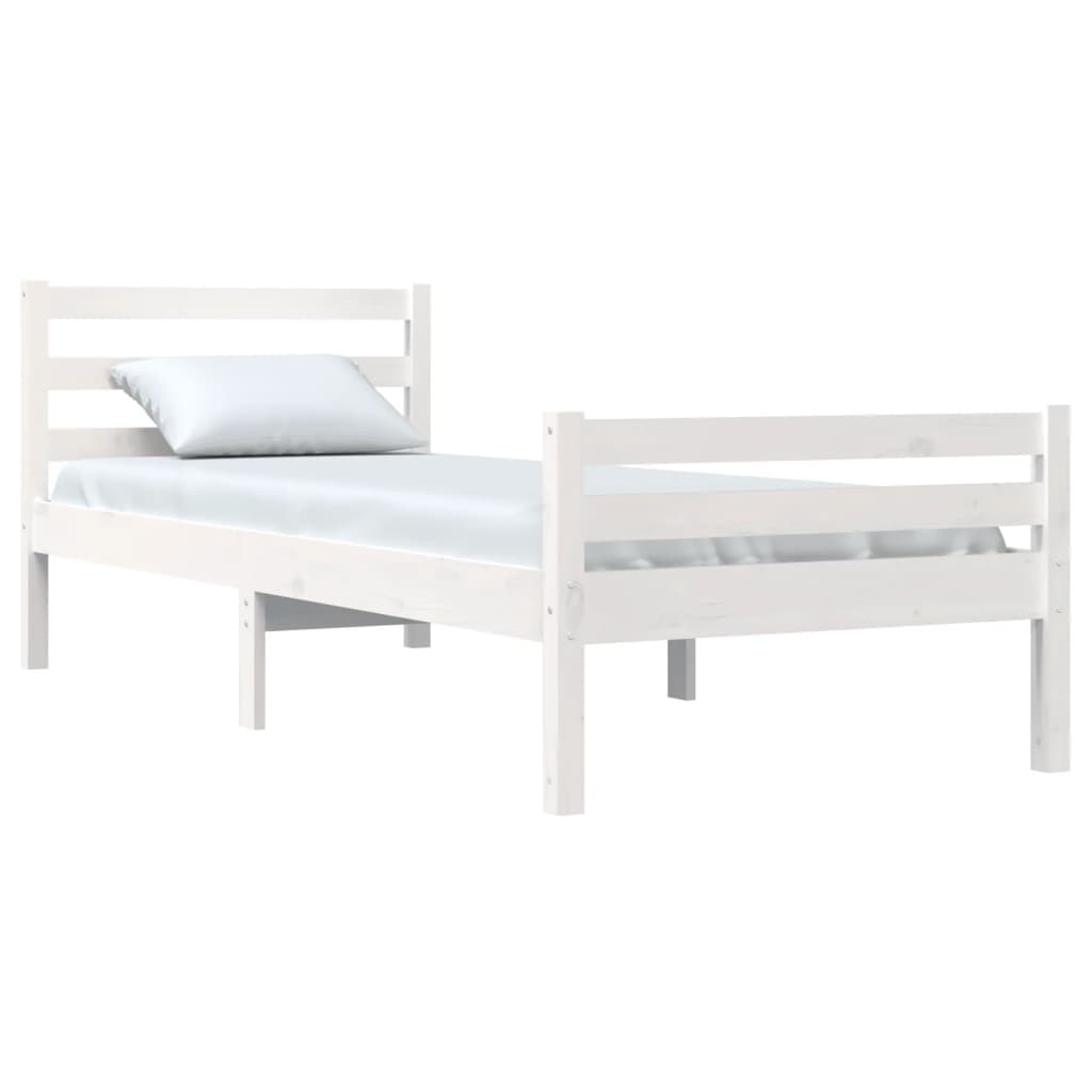 Solid Wood Bed White 90x200 cm