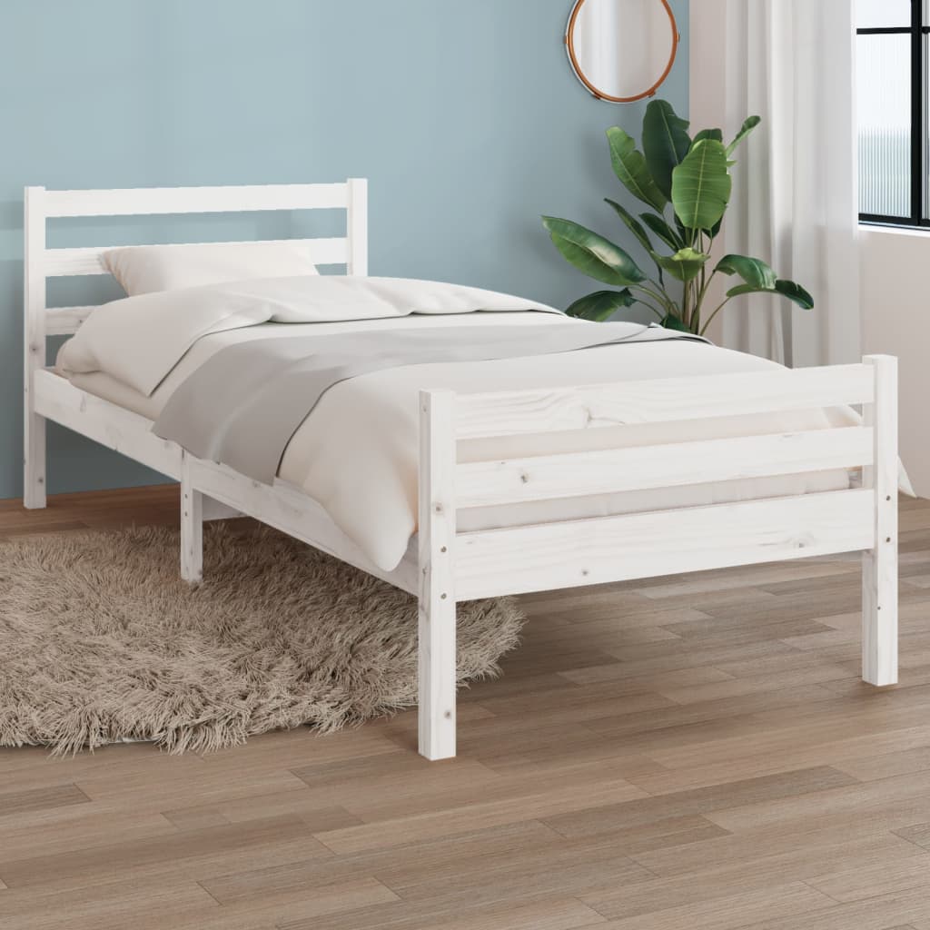 Solid Wood Bed White 90x200 cm