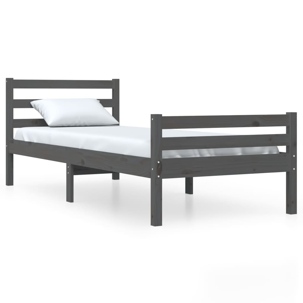 Solid wood bed gray 100x200 cm