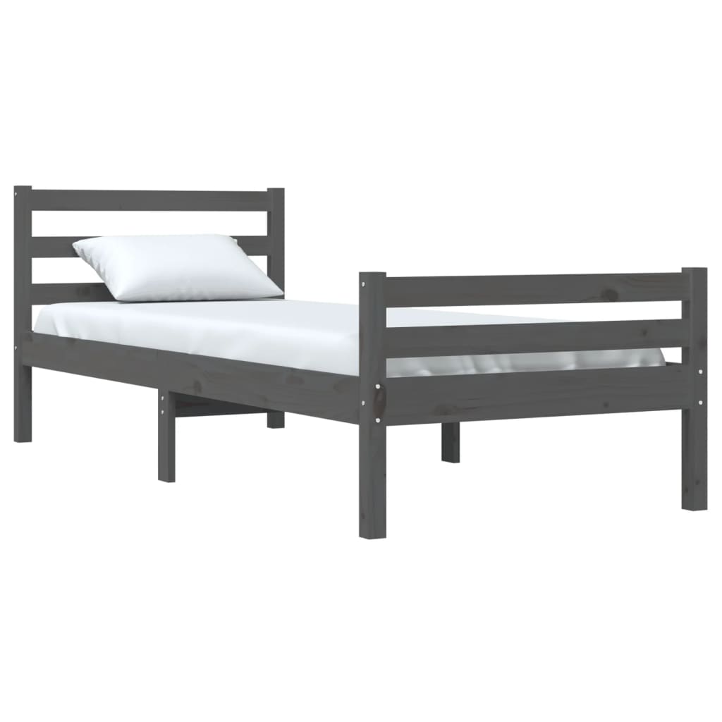 Solid wood bed gray 100x200 cm