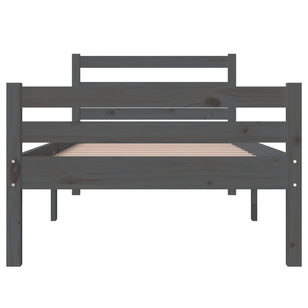 Solid wood bed gray 100x200 cm