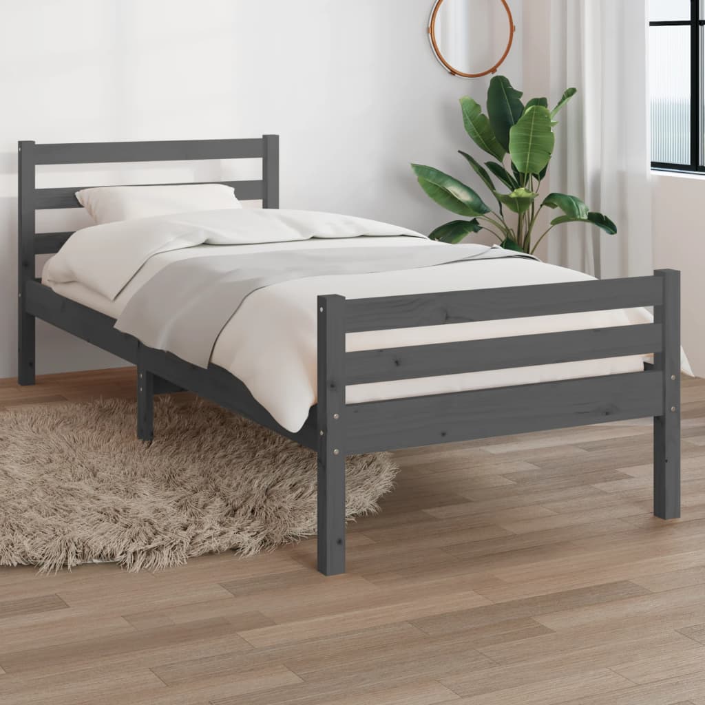 Solid wood bed gray 100x200 cm