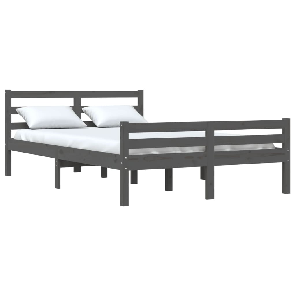 Solid wood bed gray 120x200 cm