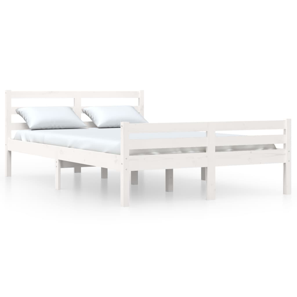 Solid Wood Bed White 140x200 cm