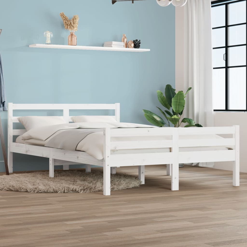 Solid Wood Bed White 140x200 cm