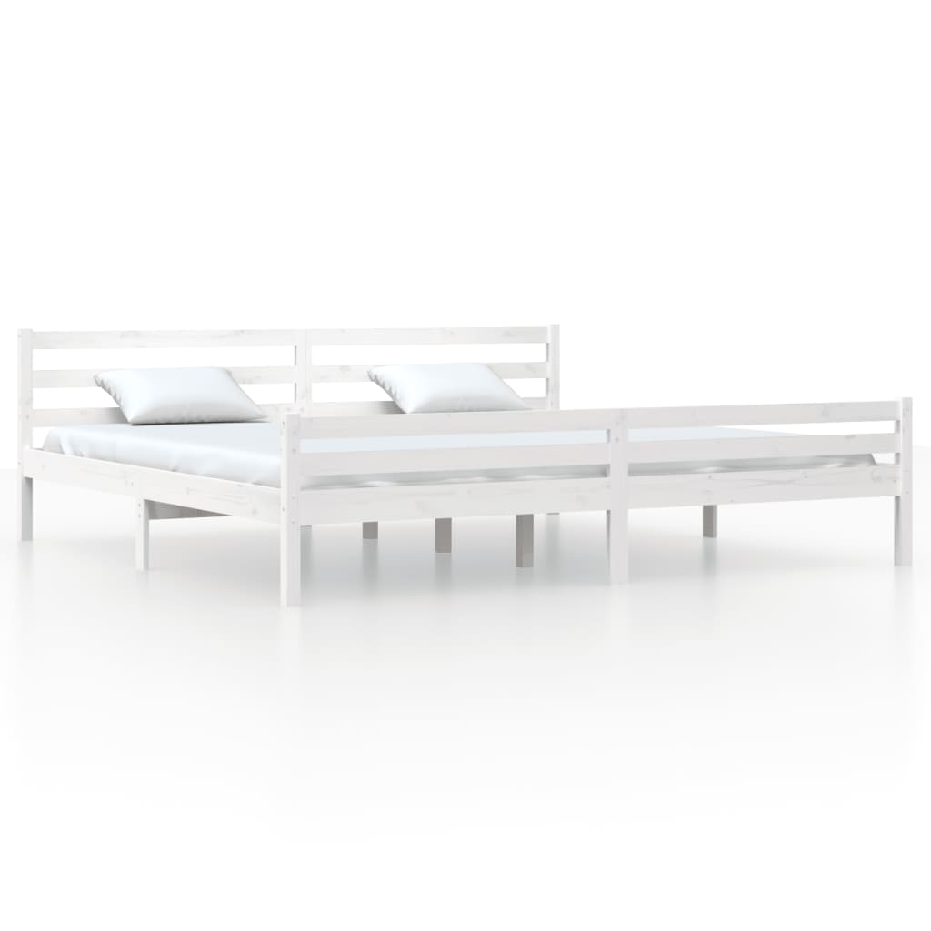 Solid Wood Bed White 180x200 cm