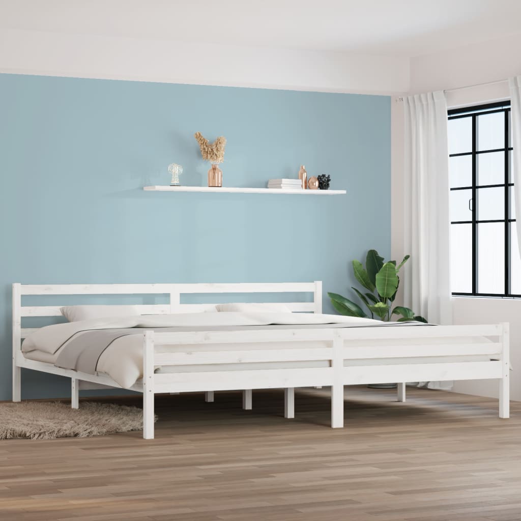 Solid Wood Bed White 180x200 cm