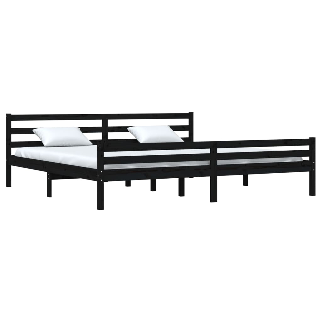 Solid wood bed black 200x200 cm