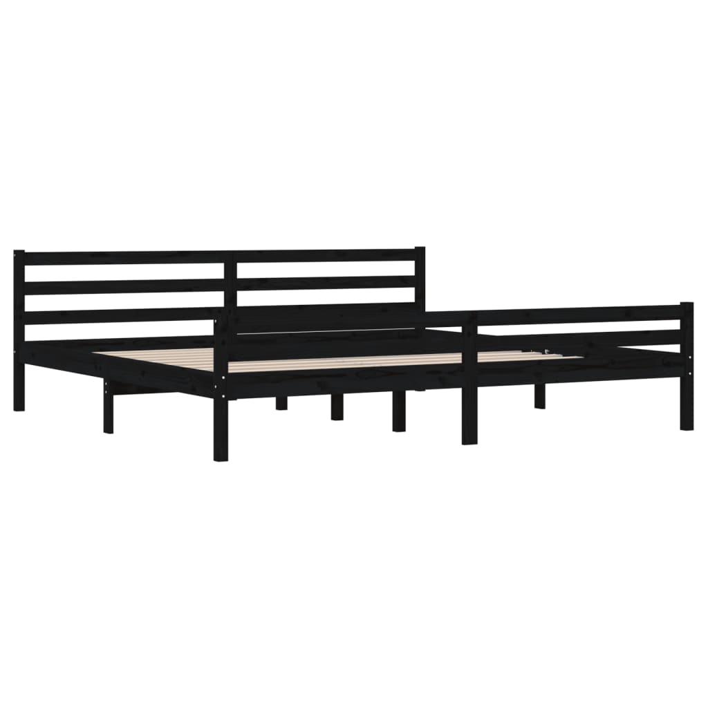 Solid wood bed black 200x200 cm