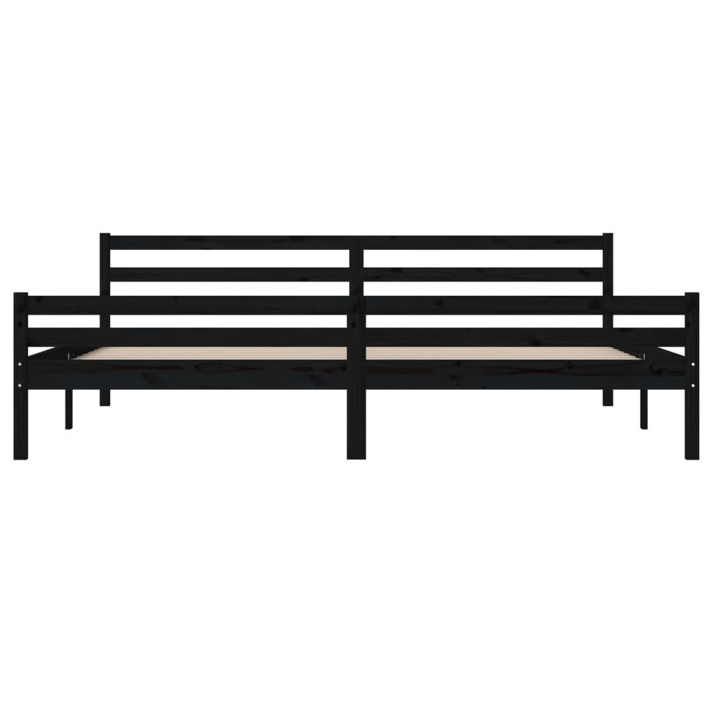 Solid wood bed black 200x200 cm