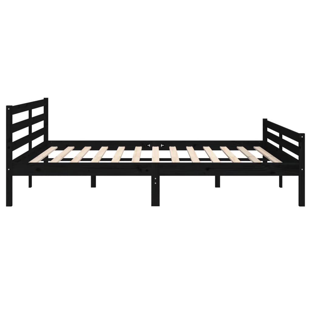 Solid wood bed black 200x200 cm