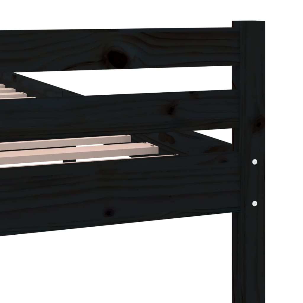 Solid wood bed black 200x200 cm