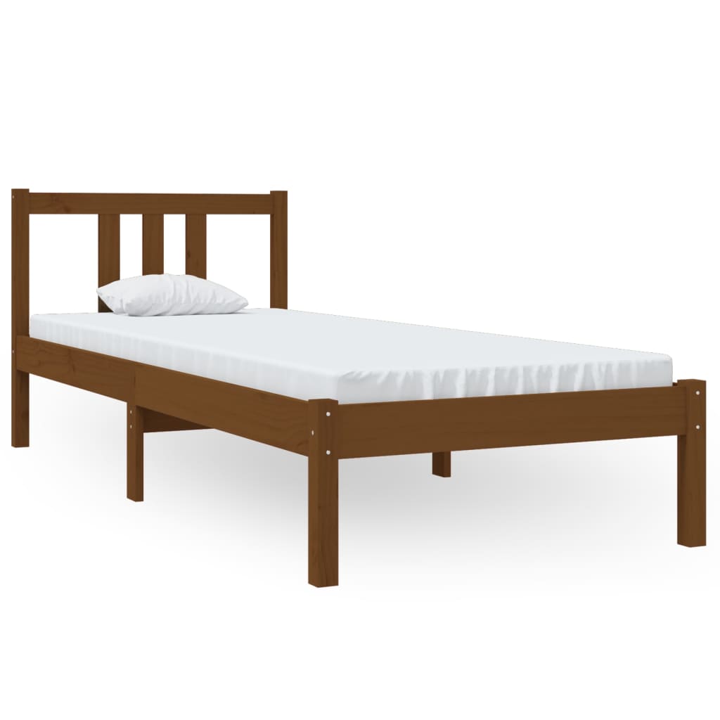 Solid wood bed without mattress honey brown 75x190 cm