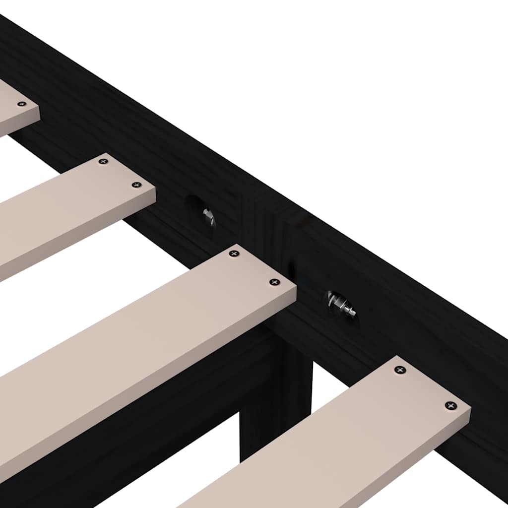 Massivholzbett ohne Matratze Schwarz 75x190 cm