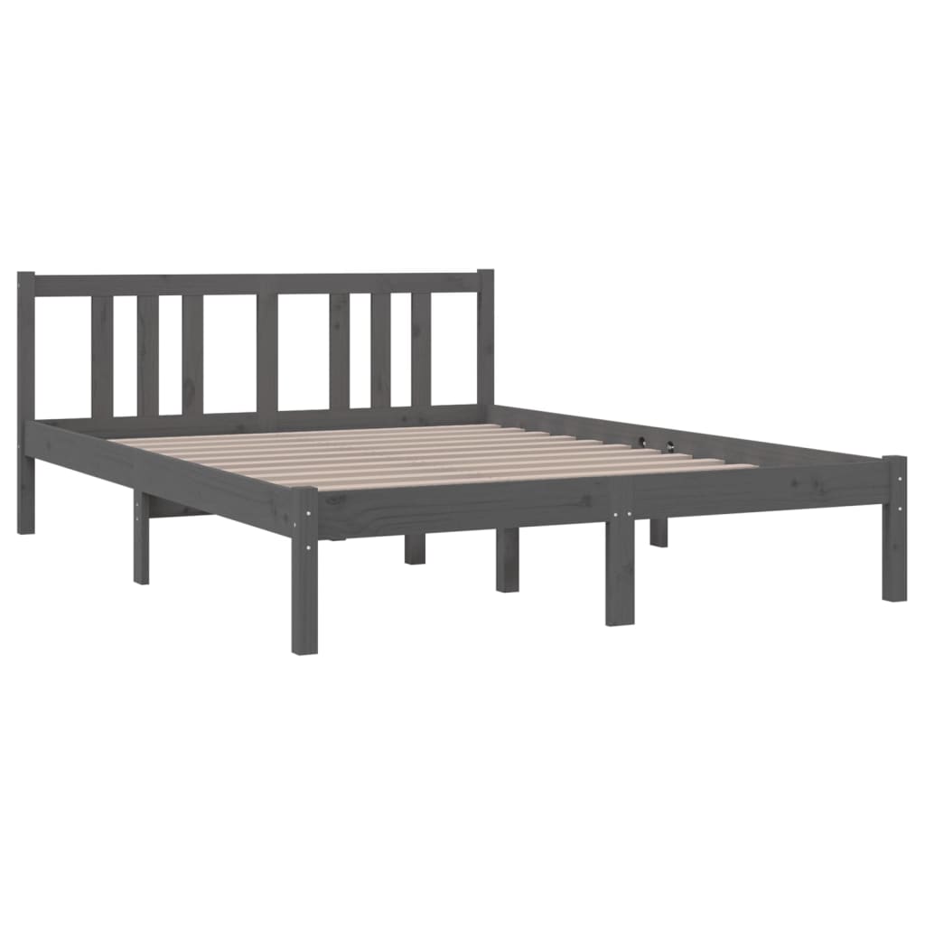 Solid wood bed gray 135x190 cm