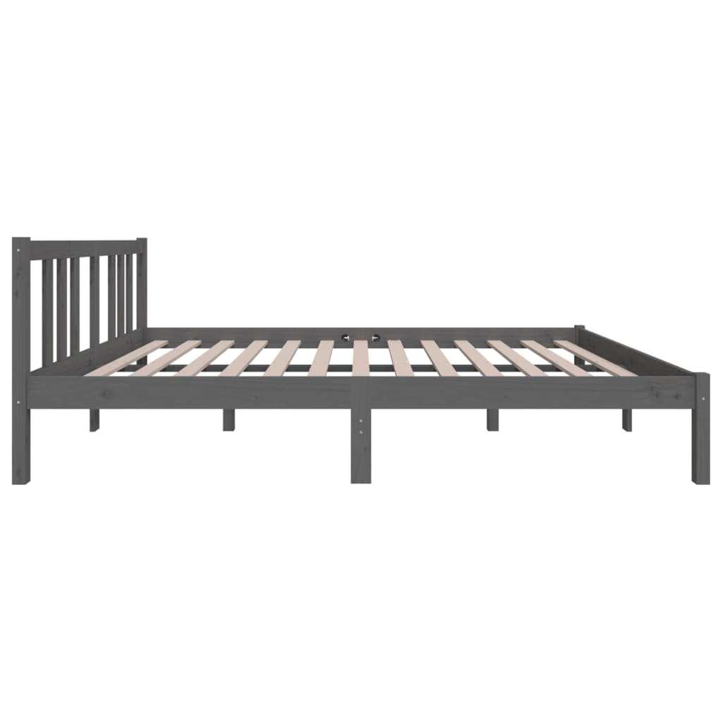 Solid wood bed gray 135x190 cm