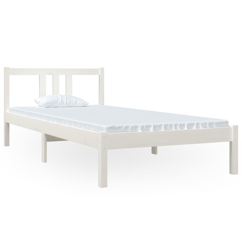 Solid Wood Bed White 90x200 cm