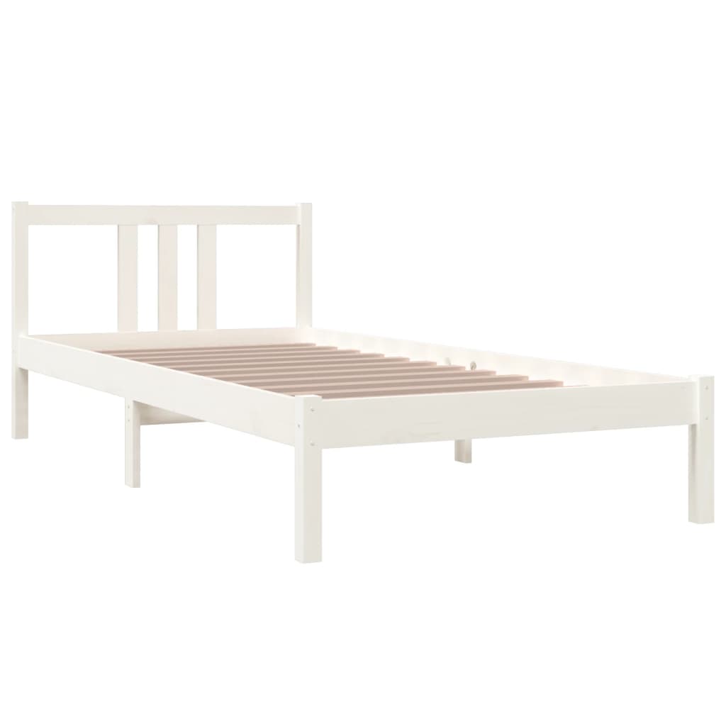 Solid Wood Bed White 90x200 cm