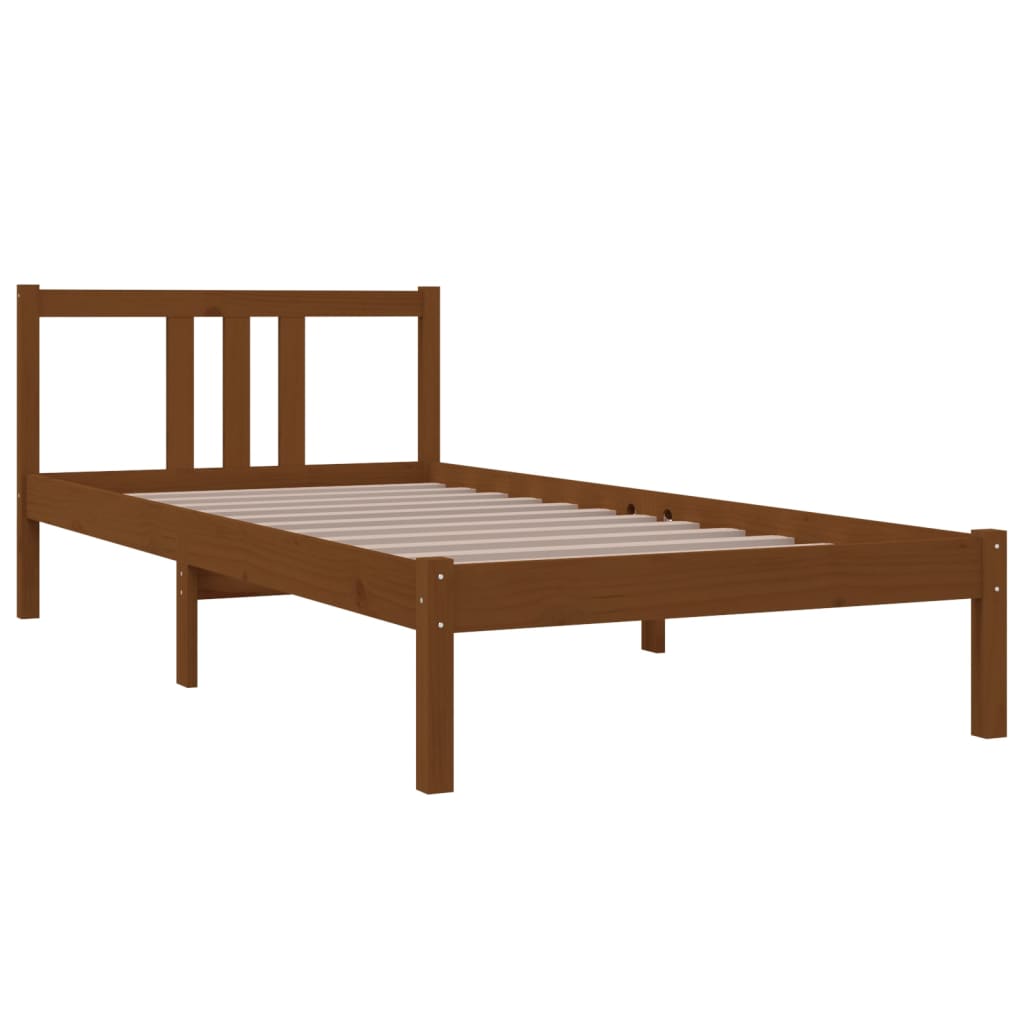 solid wood bed honey brown 90x200 cm