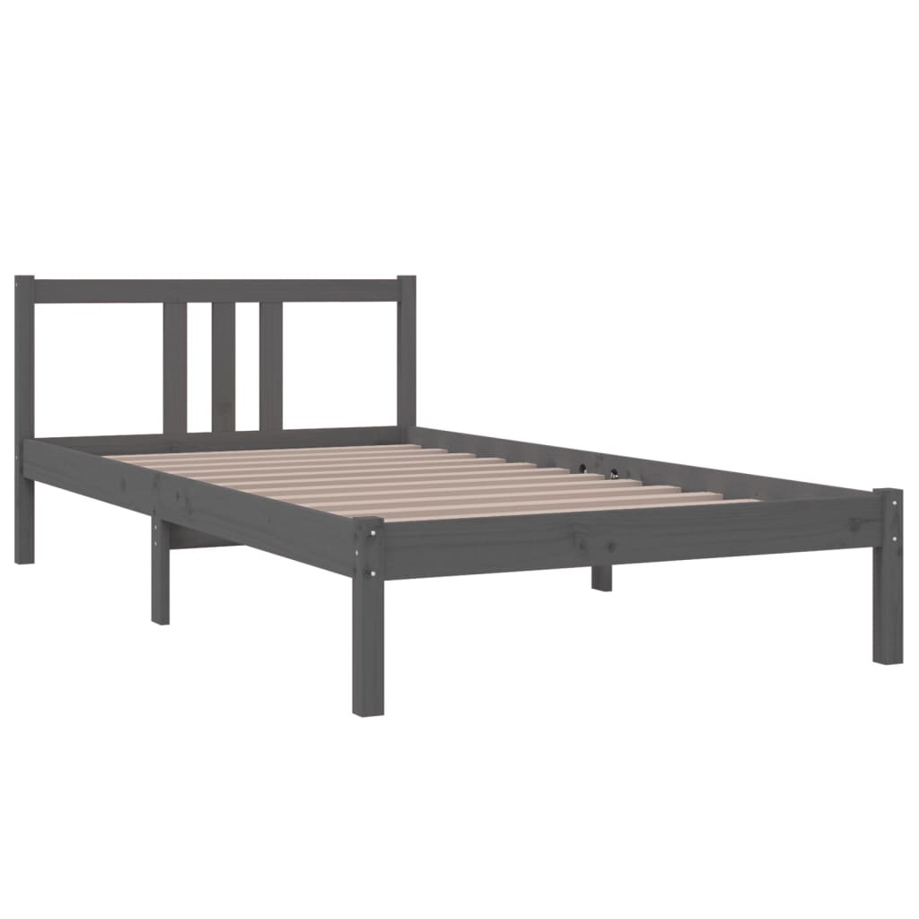 Solid wood bed gray 100x200 cm