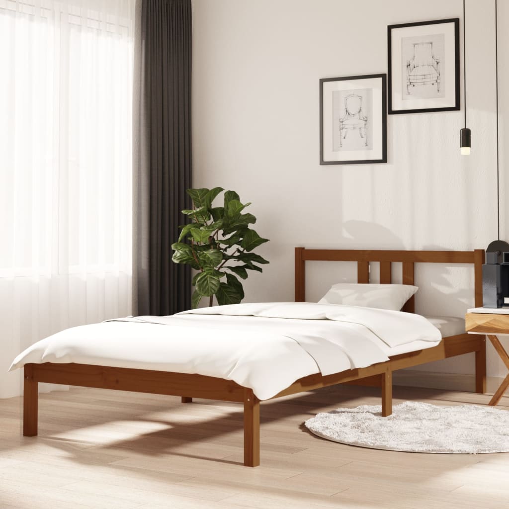 solid wood bed honey brown 100x200 cm