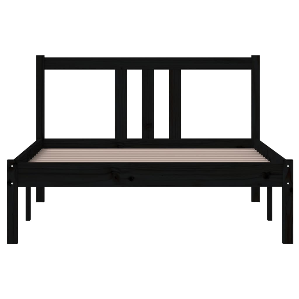 Solid wood bed black 100x200 cm