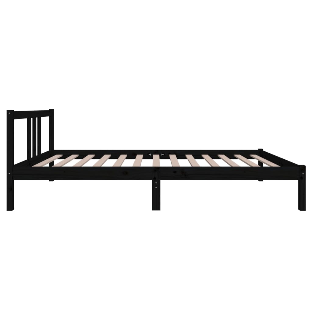 Solid wood bed black 100x200 cm