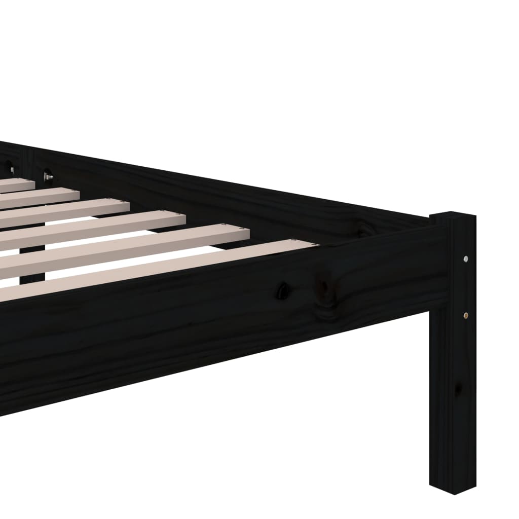 Solid wood bed black 100x200 cm