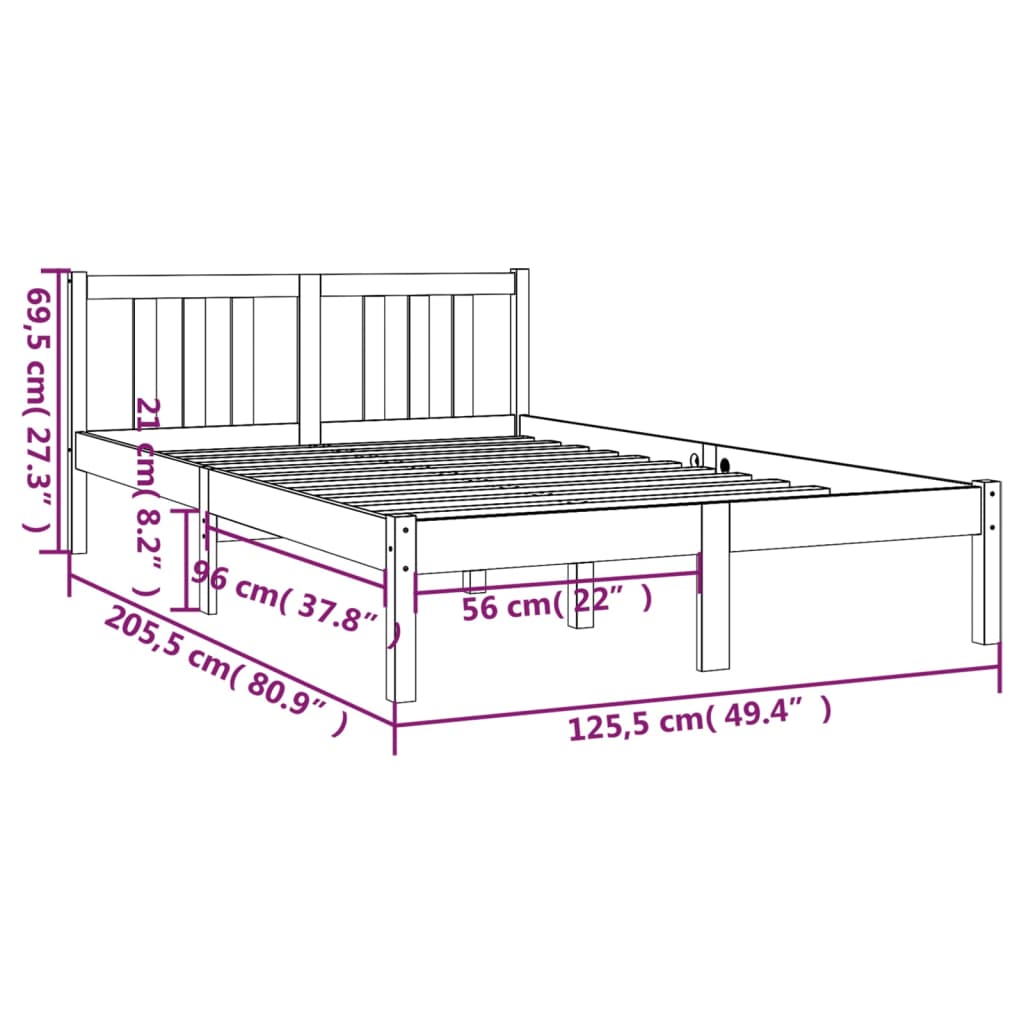 solid wood bed honey brown 120x200 cm