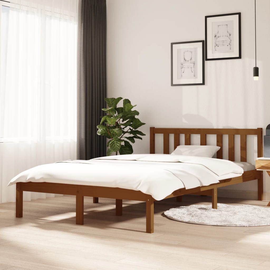 solid wood bed honey brown 120x200 cm