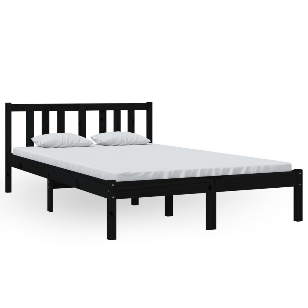 Solid wood bed black 120x200 cm