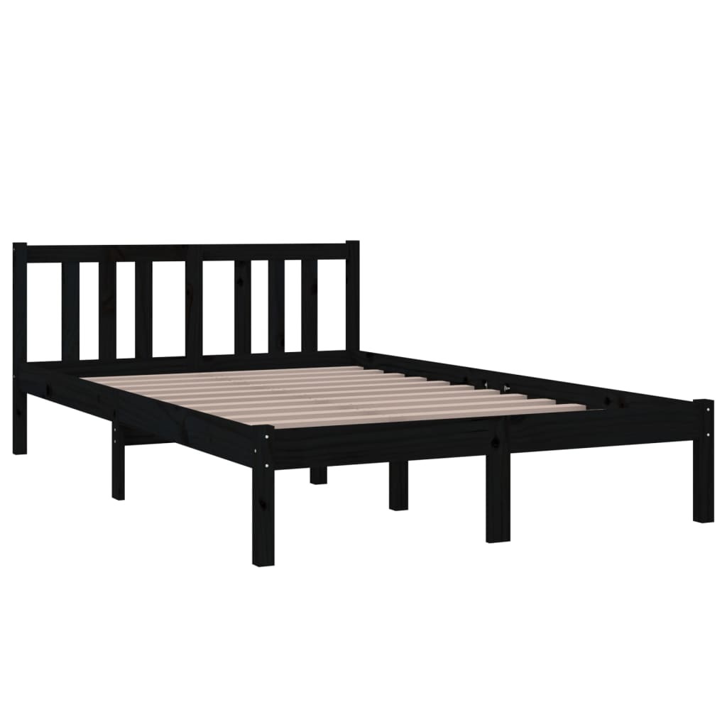 Solid wood bed black 120x200 cm