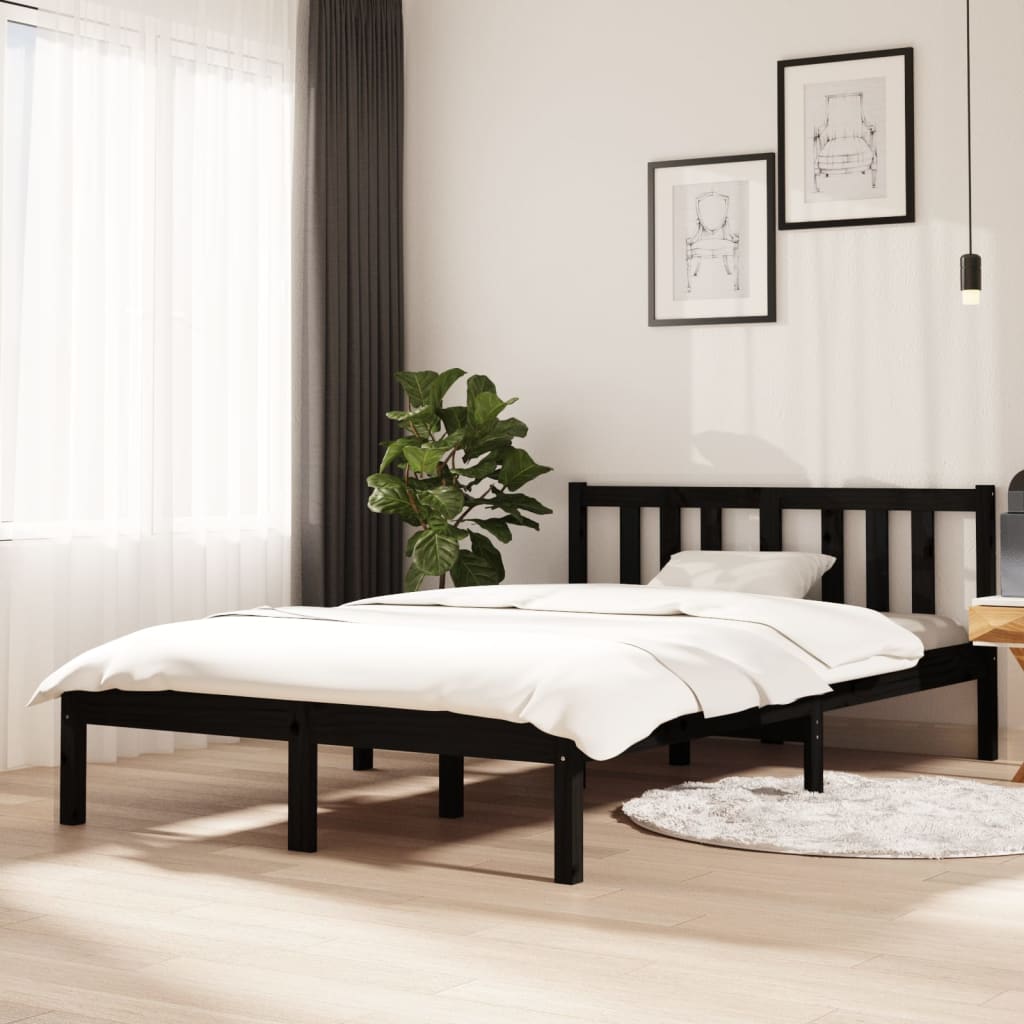 Solid wood bed black 120x200 cm