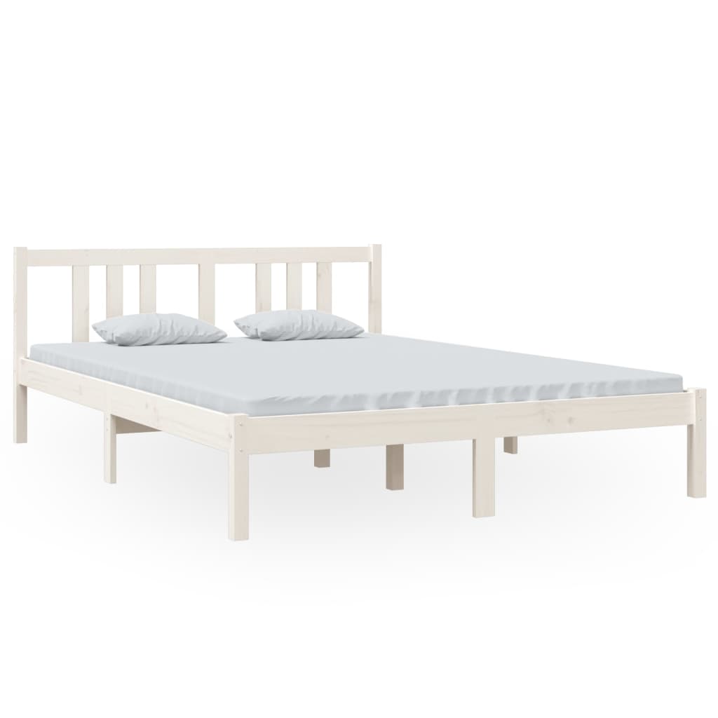 Solid Wood Bed White 140x200 cm