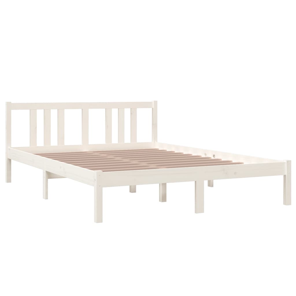 Solid Wood Bed White 140x200 cm