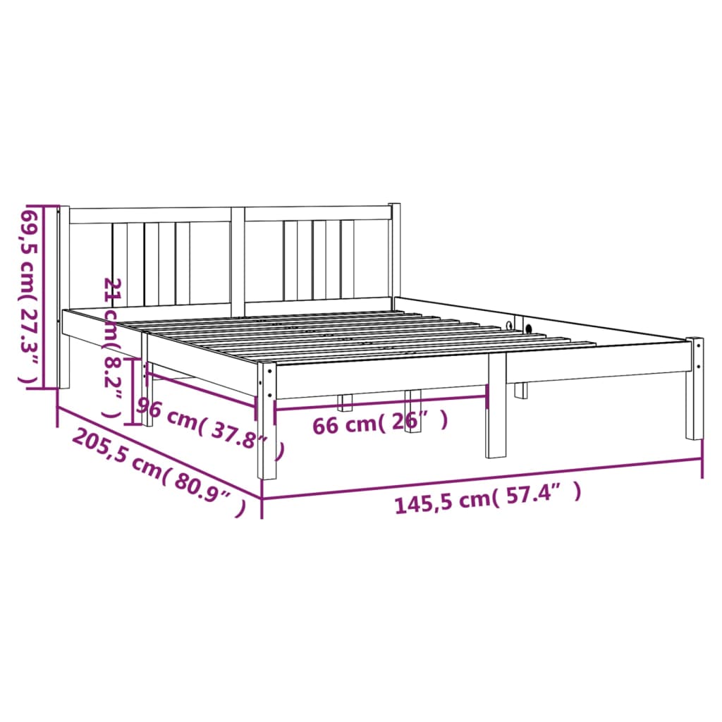 Solid Wood Bed White 140x200 cm