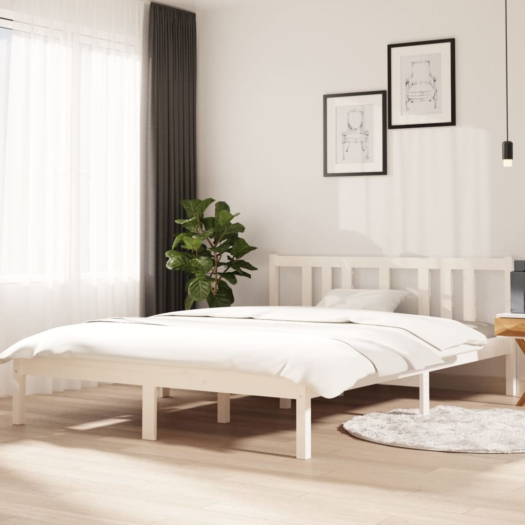 Solid Wood Bed White 140x200 cm