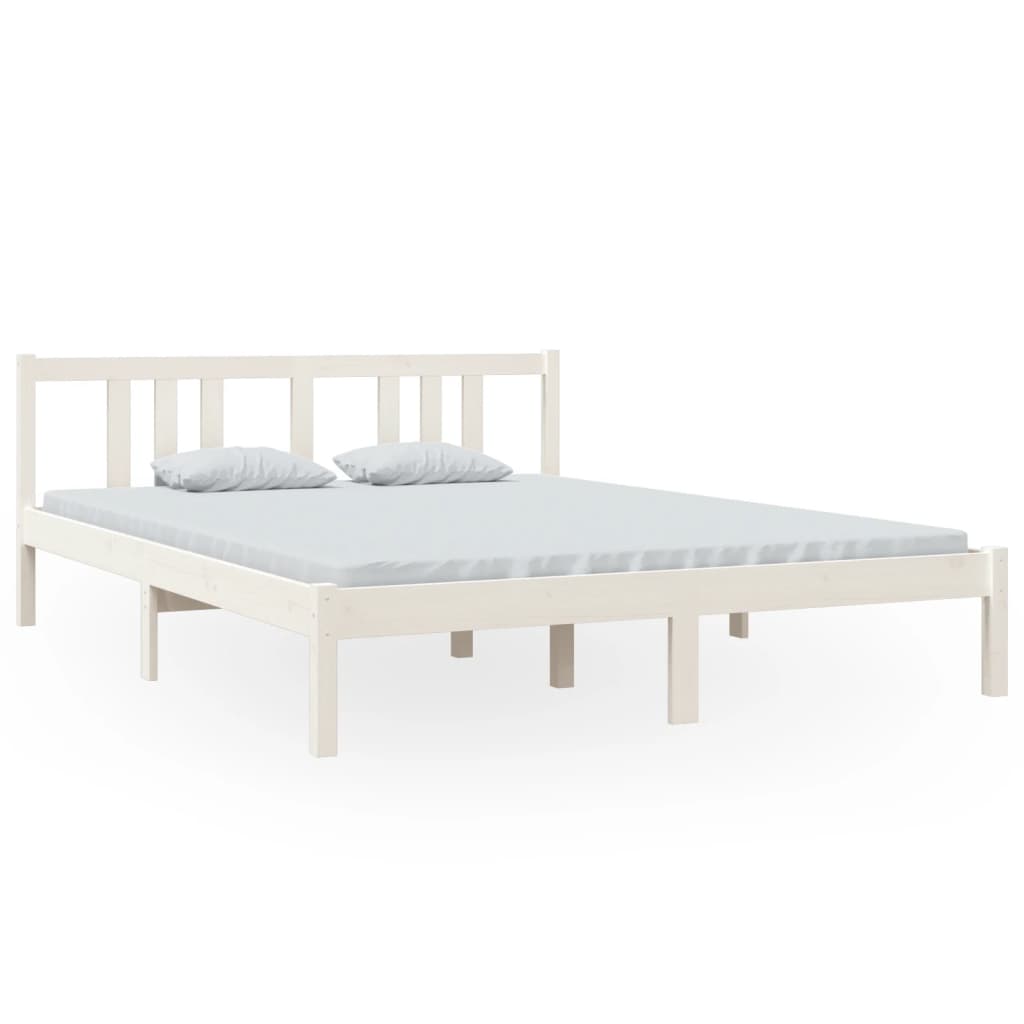 Solid Wood Bed White 150x200 cm