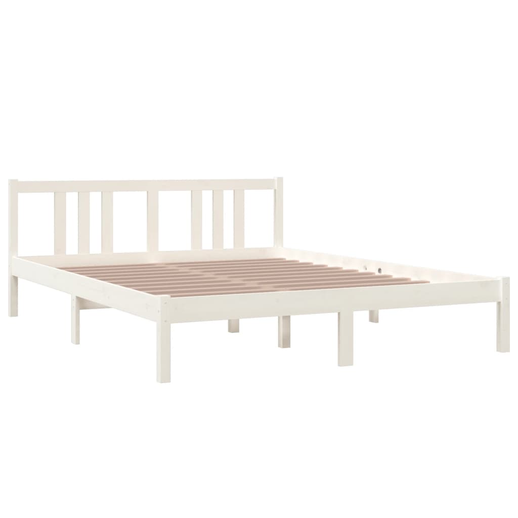 Solid Wood Bed White 150x200 cm