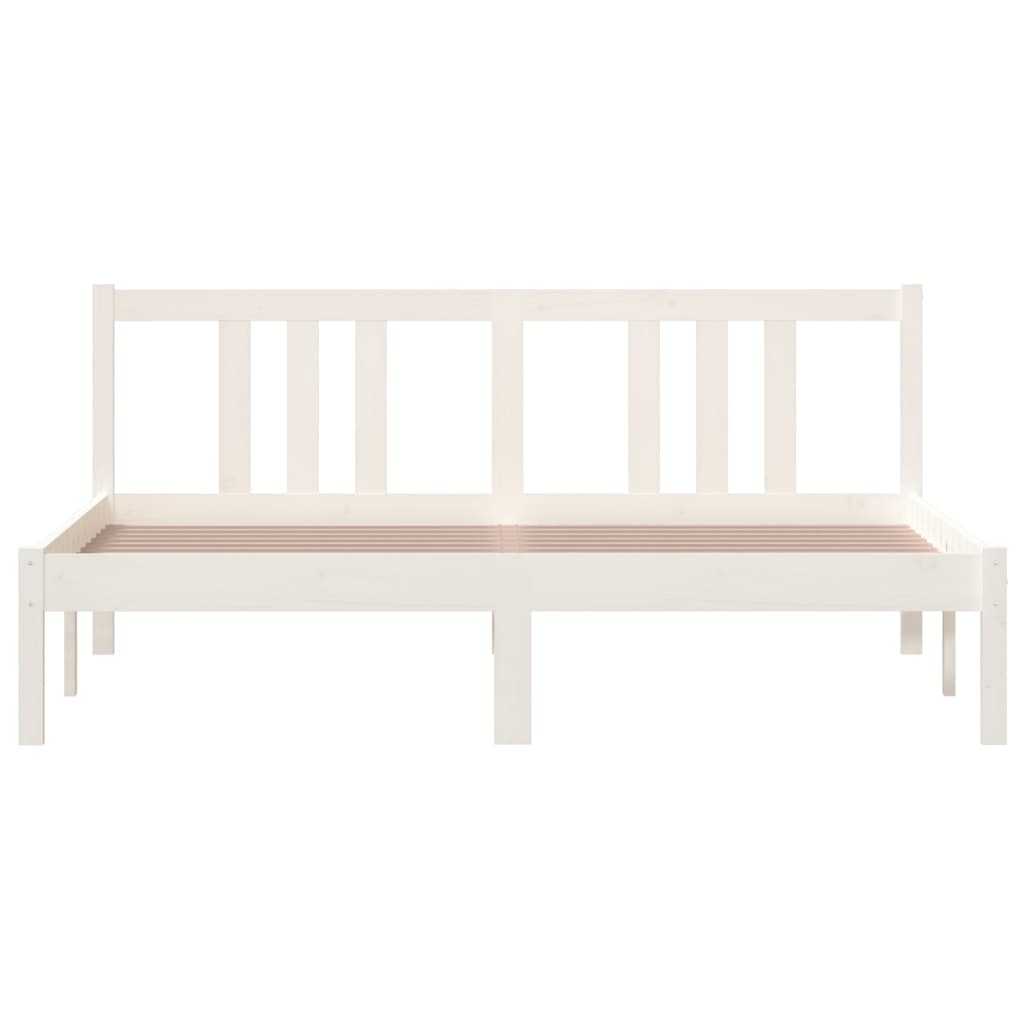 Solid Wood Bed White 150x200 cm