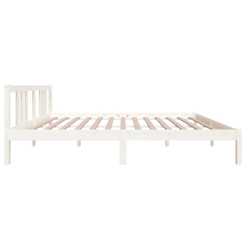 Solid Wood Bed White 150x200 cm