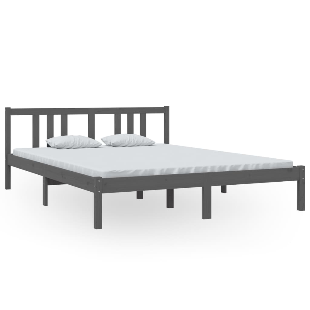 Solid wood bed gray 150x200 cm