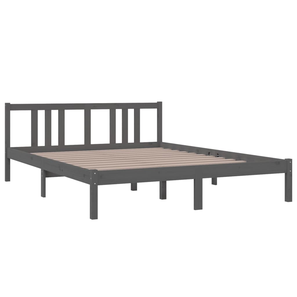 Solid wood bed gray 150x200 cm